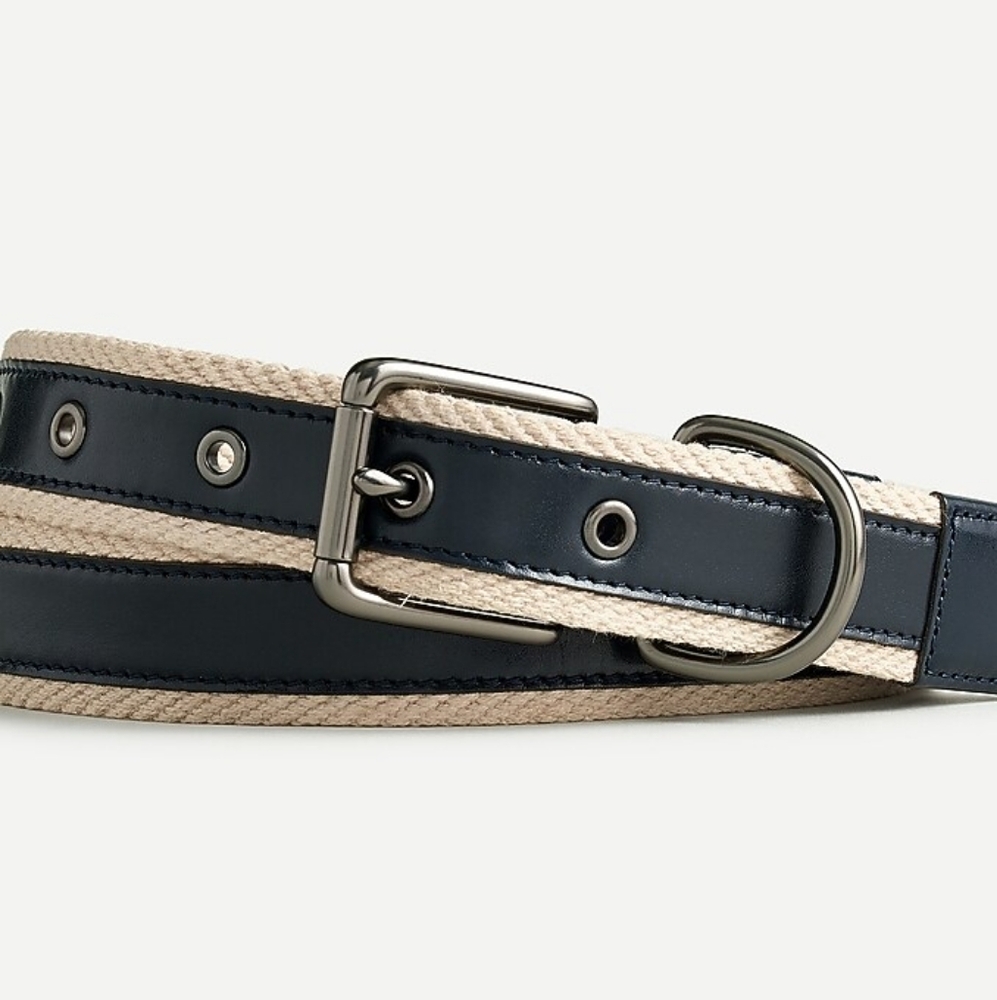 🆕️ J. Crew Braided Cotton and Leather Belt in Navy Natural